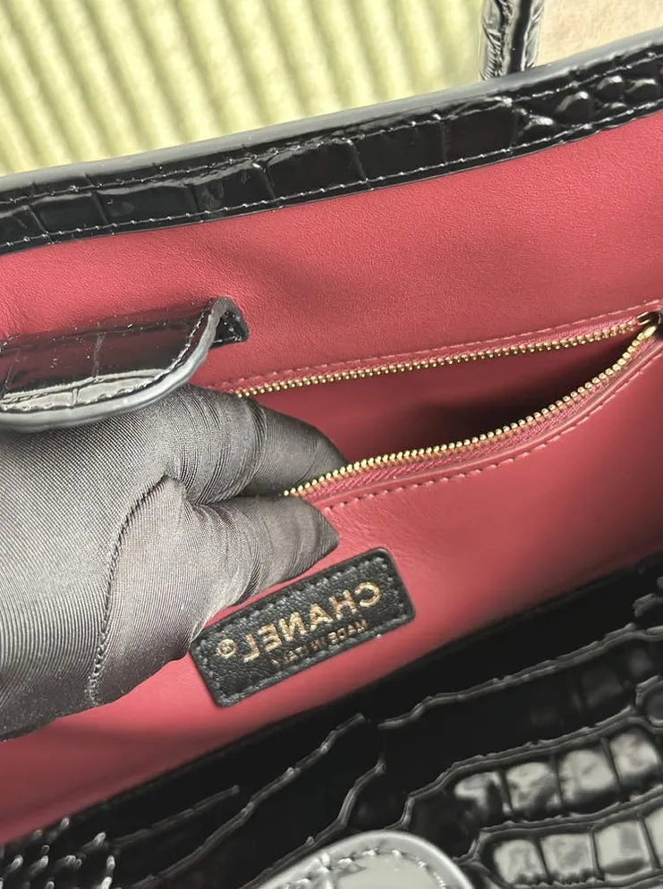 Chanel Small Shopping Bag, AS6243 Crocodile Black