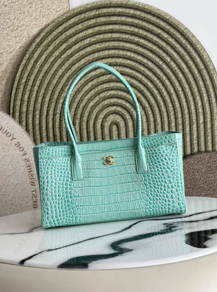 Chanel Small Shopping Bag, AS6243 Crocodile Blue