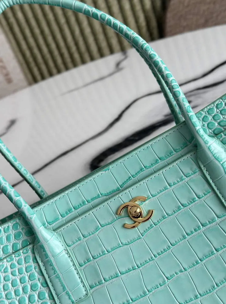 Chanel Small Shopping Bag, AS6243 Crocodile Blue