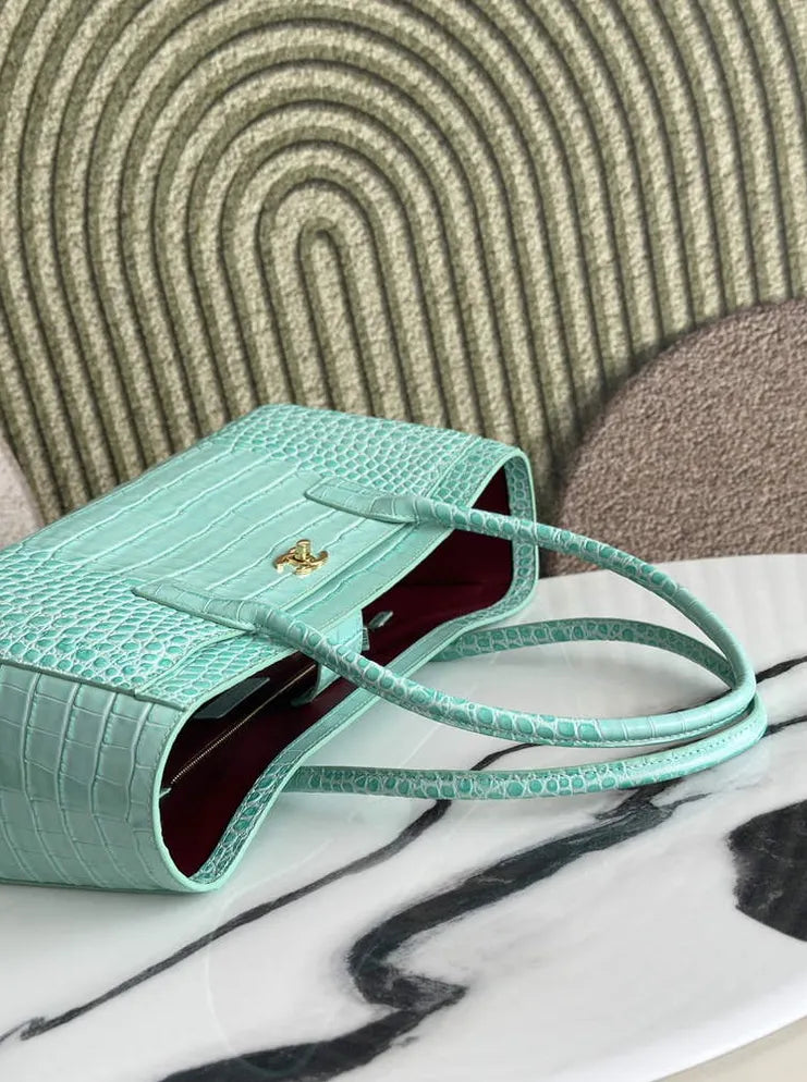 Chanel Small Shopping Bag, AS6243 Crocodile Blue