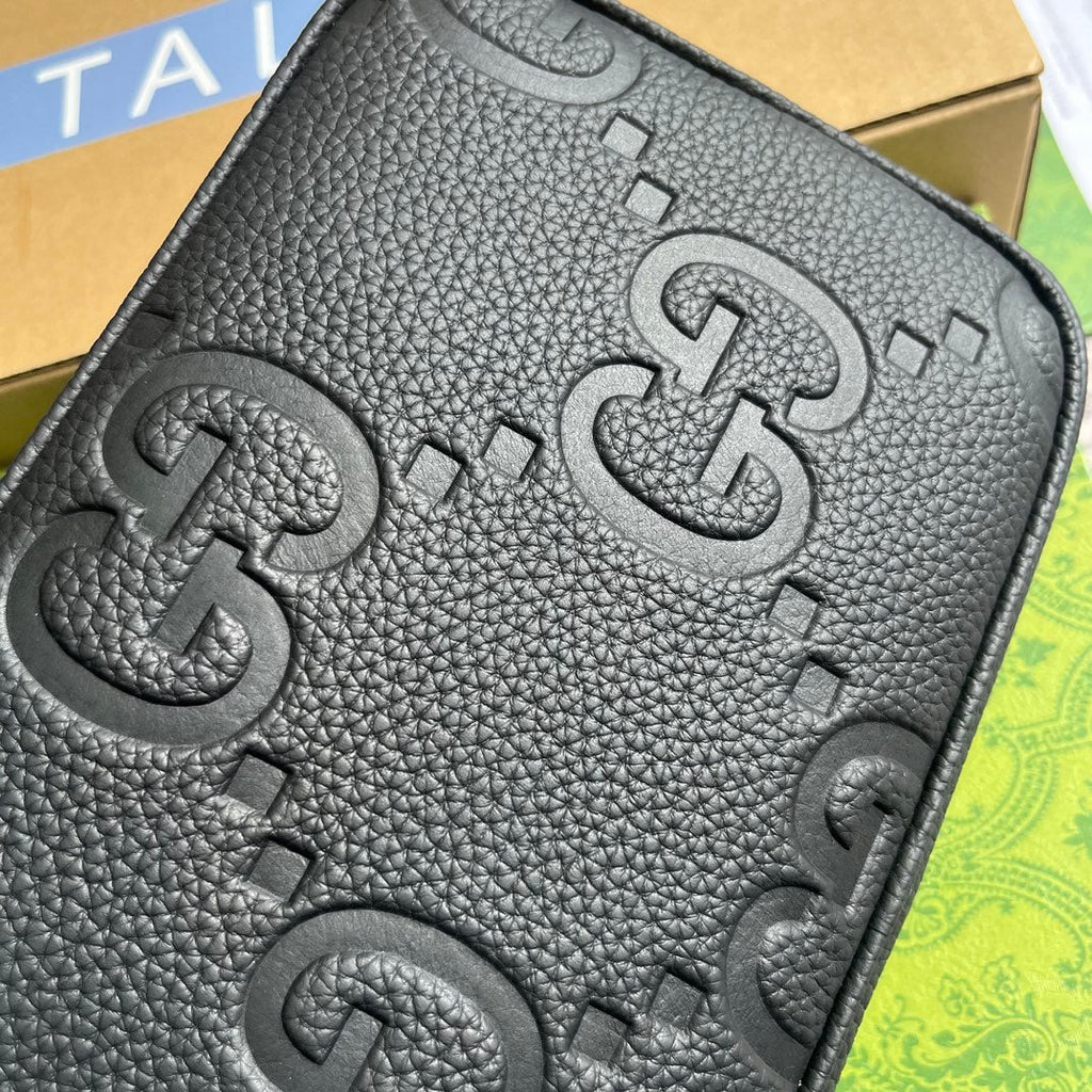 Gucci Jumbo GG toiletry case 766957 in black leather