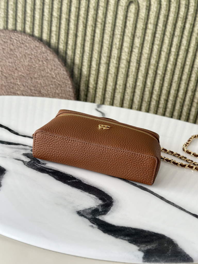 Chanel Vanity with chain, AP5346 Calfskin Brown