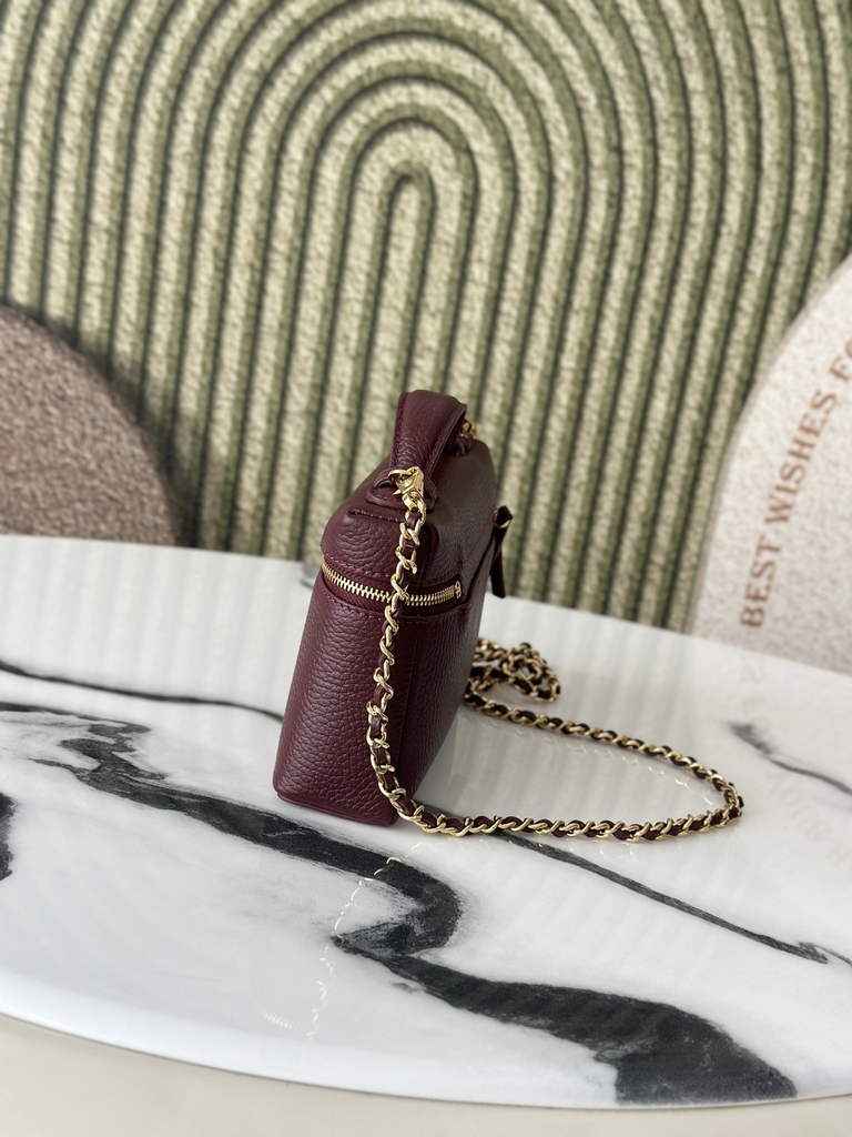 Chanel Vanity with chain, AP5346 Calfskin Burgundy