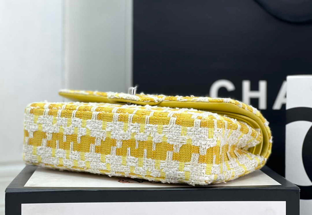 Chanel A01112 Classic Handbag Wool Tweed Gold-Tone Metal Yellow - Default Title - View 5