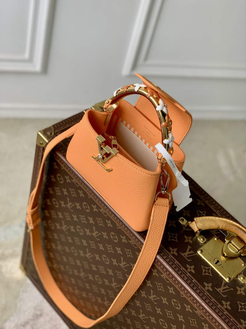 Louis Vuitton Capucines Mini Bag, M14396 In Apricot Taurillon Leather - Default Title - View 9