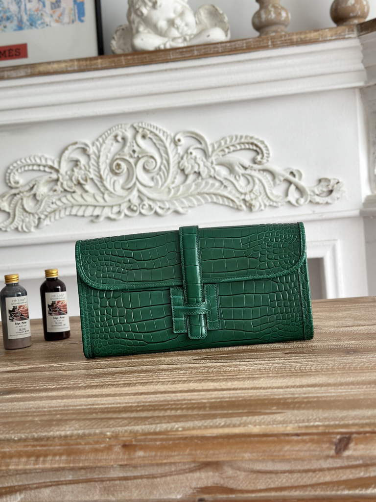 Hermes Jige Elan 29 clutch Calfskin Green