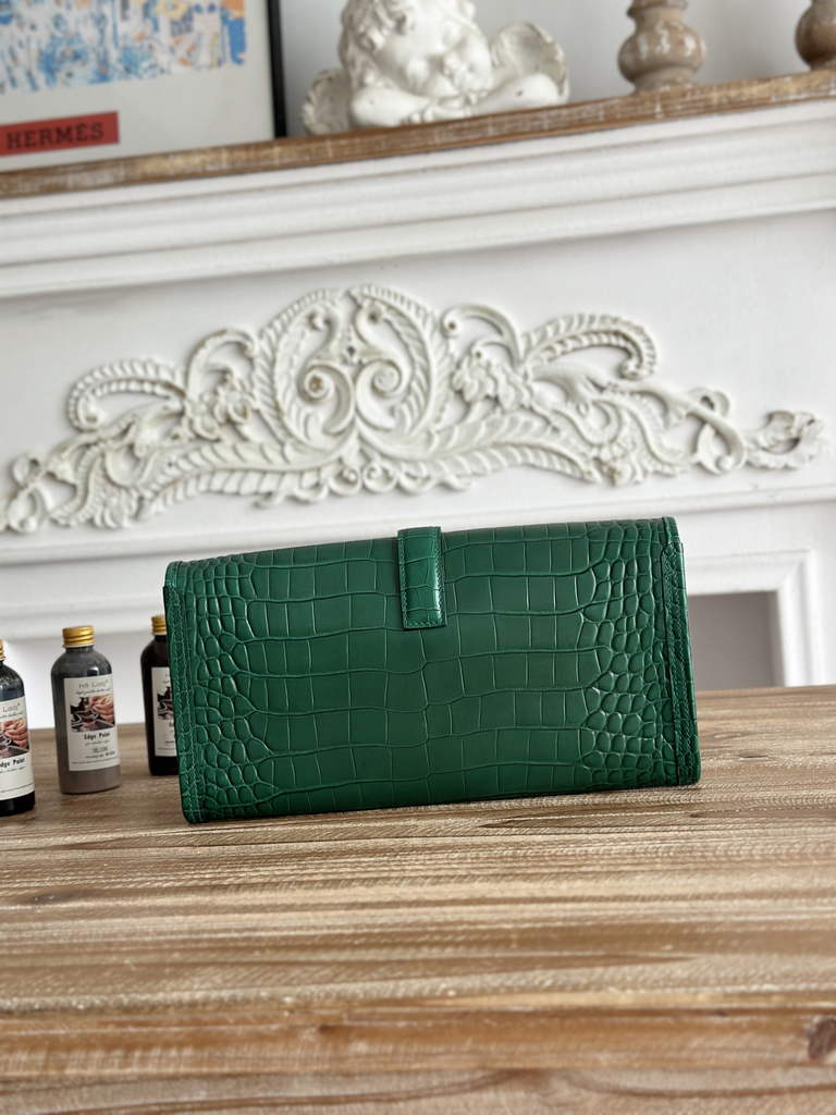 Hermes Jige Elan 29 clutch Calfskin Green