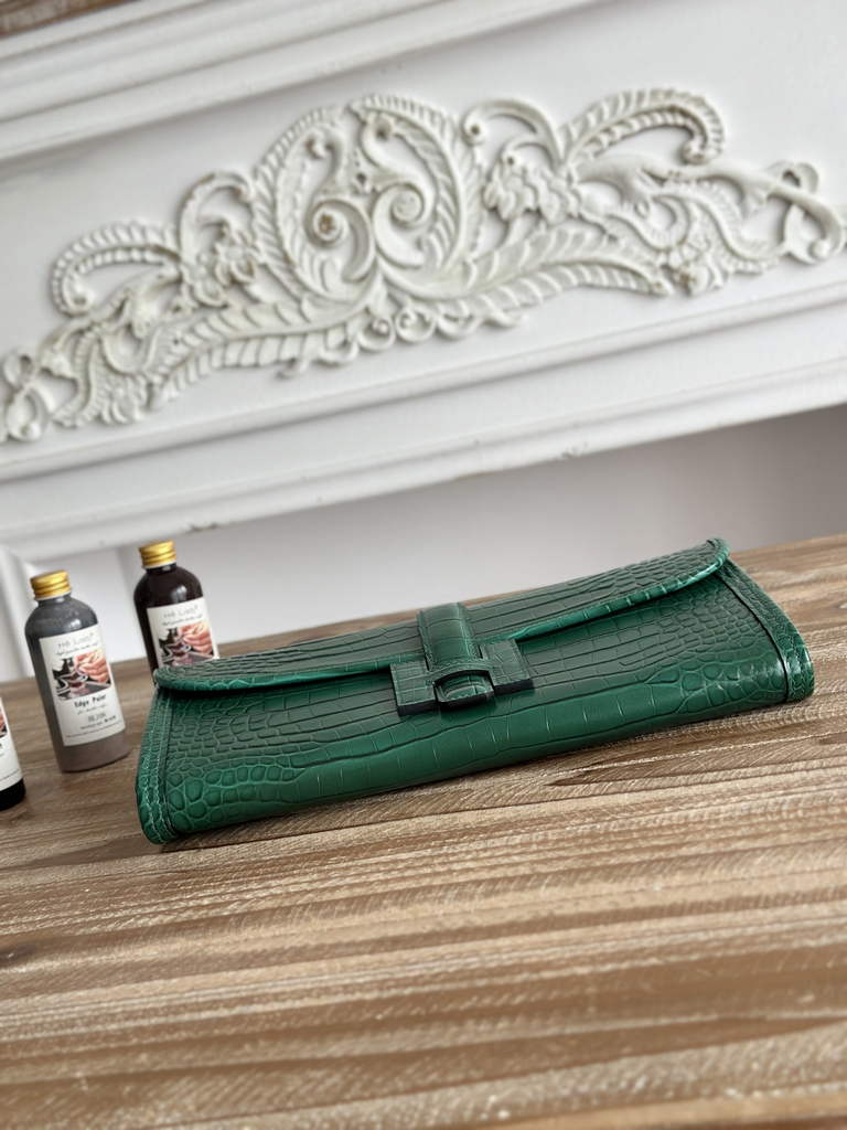 Hermes Jige Elan 29 clutch Calfskin Green