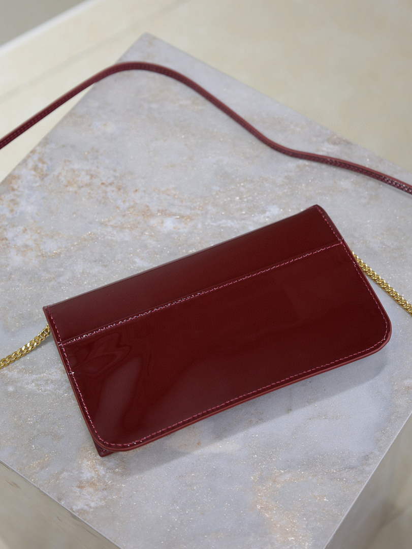 YSL CASSANDRE phone holder 635095 in patent leather red - Default Title - View 8