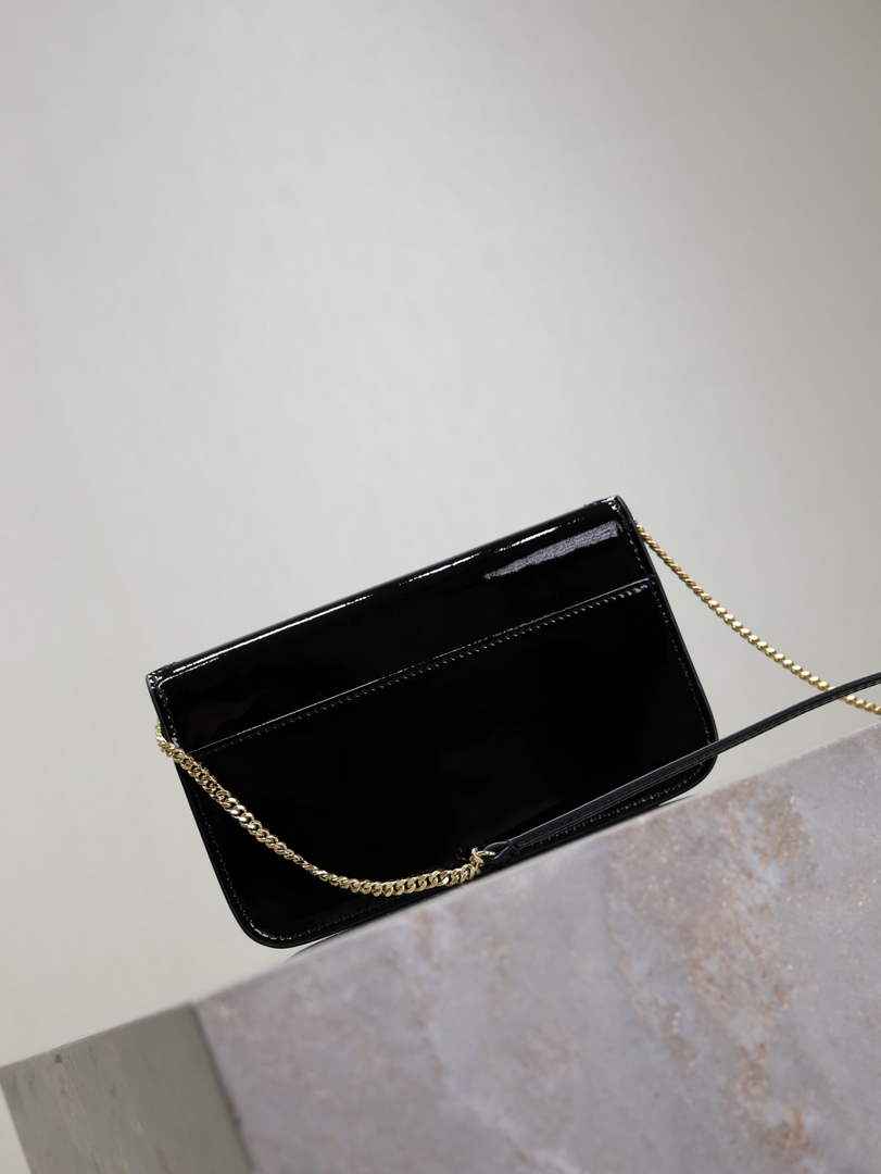YSL CASSANDRE phone holder 635095 in patent leather black - Default Title - View 5
