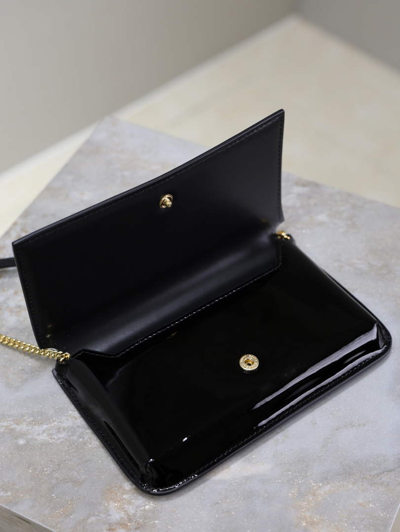 YSL CASSANDRE phone holder 635095 in patent leather black - Default Title - View 8